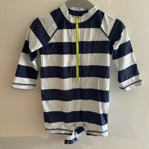 PRIMARY Baby One-Piece Rash Guard - Blue and White Stripes